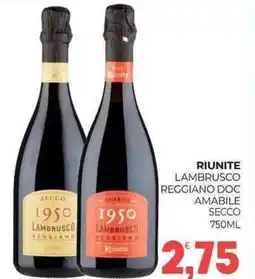 Eté Riunite lambrusco reggiano doc amabile secco offerta