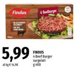 Famila FINDUS 4 Beef Burger surgelati offerta