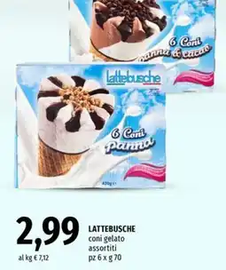 Famila LATTEBUSCHE coni gelato assortiti offerta