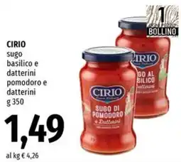 Famila CIRIO sugo basilico e datterini pomodoro e datterini offerta