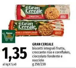 Famila GRAN CEREALE biscotti integrali frutta, croccante riso e cornflakes, cioccolato fondente e nocciole offerta