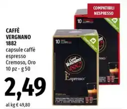 Famila CAFFÈ VERGNANO capsule caffè espresso Cremoso, Oro 10 pz offerta