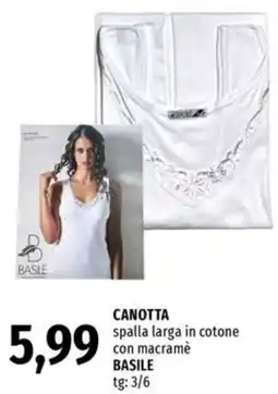 Famila CANOTTA spalla larga in cotone con macramé BASILE offerta