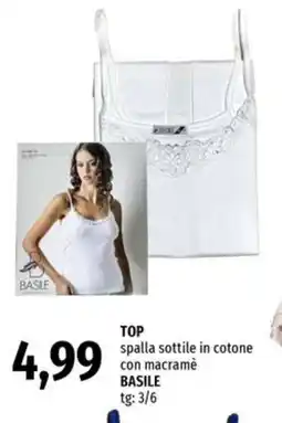 Famila TOP spalla sottile in cotone con macramè BASILE offerta