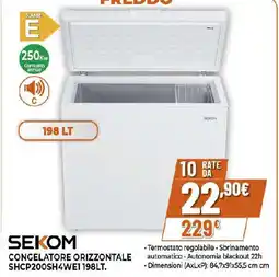 Ipercoop Sekom congelatore orizzontale SHCP200SH4WE1 offerta