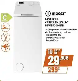 Ipercoop Carica dall'alto indesit lavatrice BTWS50400ITN offerta