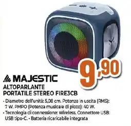 Ipercoop Majestic altoparlante portatile stereo FIRE3CB offerta