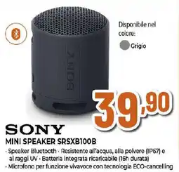 Ipercoop Sony mini speaker SRSXB100B offerta