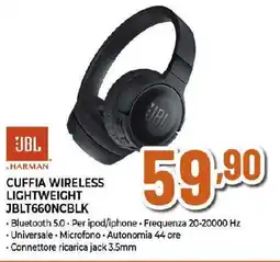 Ipercoop JBL Cuffia wireless lightweight JBLT660NCBLK offerta