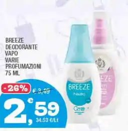 Splendidi e Splendenti Breeze deodorante vapo varie profumazioni offerta