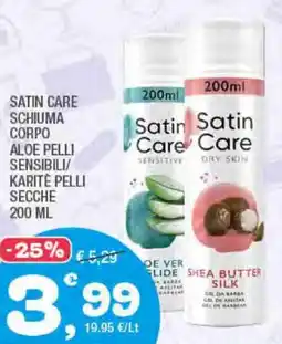 Splendidi e Splendenti Satin care schiuma corpo aloe pelli sensibili karitè pelli secche offerta