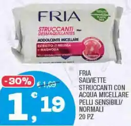 Splendidi e Splendenti Fria salviette struccanti con acqua micellare pelli sensibili/ normali 20 pz offerta