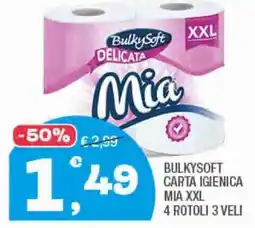 Splendidi e Splendenti Bulkysoft carta igienica mia XXL 4 rotoli 3 veli offerta