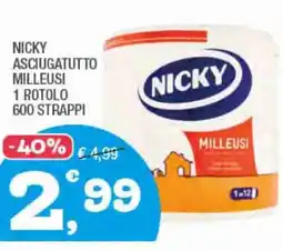 Splendidi e Splendenti Nicky asciugatutto milleusi 1 rotolo 600 strappi offerta