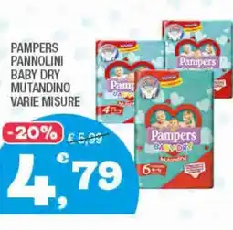 Splendidi e Splendenti Pampers pannolini baby dry mutandino varie misure offerta