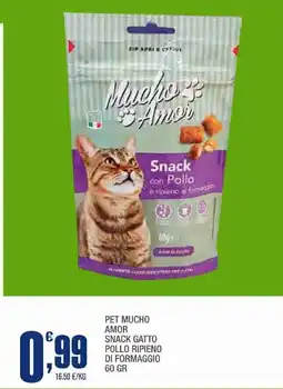 Splendidi e Splendenti Pet mucho amor snack gatto pollo ripieno di formaggio offerta