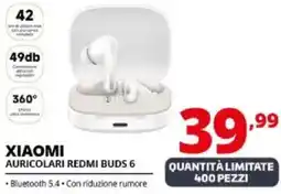 Comet Xiaomi auricolari redmi buds 6 offerta