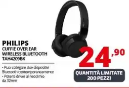 Comet Philips cuffie over ear wireless bluetooth TAH4209BK offerta