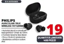 Comet Philips auricolari true wireless TAT1209BK offerta