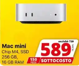 Comet Mac mini Chip M4, SSD 256 GB, 16 GB RAM offerta