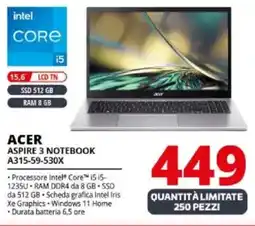 Comet ACER ASPIRE 3 NOTEBOOK A315-59-530X offerta