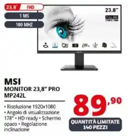 Comet MSI MONITOR 23,8" PRO MP242L offerta