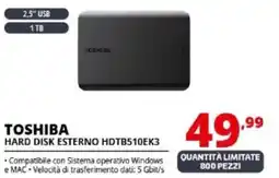 Comet TOSHIBA HARD DISK ESTERNO HDTB510EK3 offerta