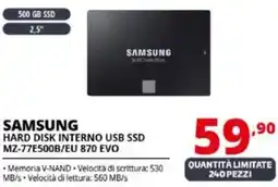 Comet SAMSUNG HARD DISK INTERNO USB SSD MZ-77E500B/EU 870 EVO offerta