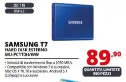 Comet SAMSUNG T7 HARD DISK ESTERNO MU-PC1T0H/WW offerta