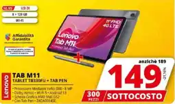 Comet Lenovo TAB M11 TABLET TB330FU + TAB PEN offerta