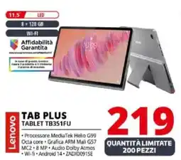 Comet Lenovo TAB PLUS TABLET TB351FU offerta