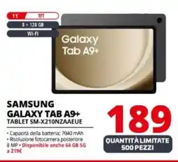 Comet SAMSUNG GALAXY TAB A9+ TABLET SM-X210NZAAEUE offerta