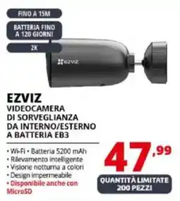 Comet Ezviz videocamera di sorveglianza da interno/esterno a batteria EB3 offerta