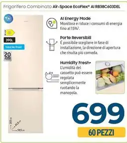 Sinergy SAMSUNG Frigorifero Combinato Air-Space EcoFlex Al RB38C603DEL offerta