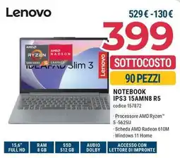 Sinergy Lenovo NOTEBOOK IPS3 15AMN8 R5 offerta