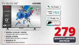 Comet TCL TV QLED 43" 43C69B offerta