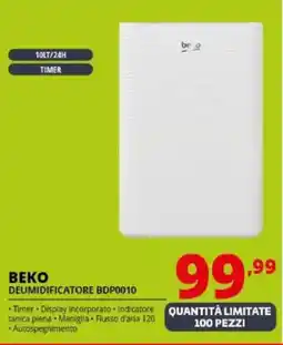 Comet Beko deumidificatore BDP0010 offerta