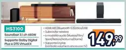 Unieuro Hisense Soundbar 3.1 ch 480W offerta