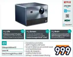 Unieuro C1 Videoproiettore Cl Laser 4K Crea immagini fino a 300" offerta