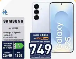 Unieuro SAMSUNG Galaxy S25 offerta