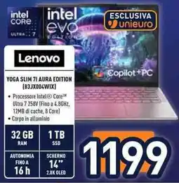 Unieuro Lenovo yoga slim 71 aura edition (83JX004WIX) offerta