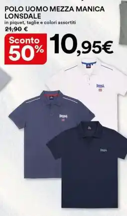 Ipercoop Polo uomo mezza manica LONSDALE offerta