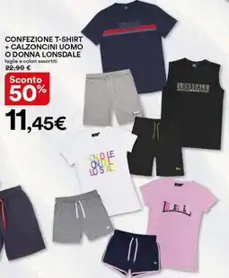 Ipercoop Confezione t-shirt + calzoncini uomo o donna LONSDALE offerta