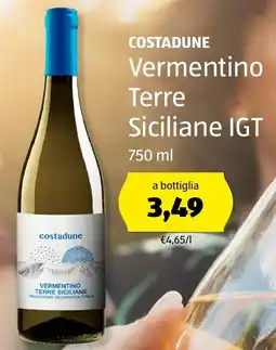ALDI COSTADUNE Vermentino Terre Siciliane IGT offerta