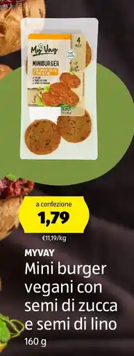 ALDI MYVAY Mini burger vegani con semi di zucca e semi di lino offerta