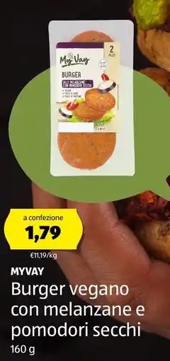 ALDI MYVAY Burger vegano con melanzane e pomodori secchi offerta