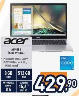 Unieuro acer ASPIRE 3 (A315-59-530X) offerta