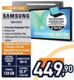 Unieuro SAMSUNG TAB S10 FE offerta