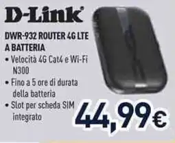 Unieuro D-Link DWR-932 ROUTER 4G LTE A BATTERIA offerta