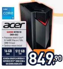 Unieuro acer GAMING NITRO 50 (N50-656) offerta